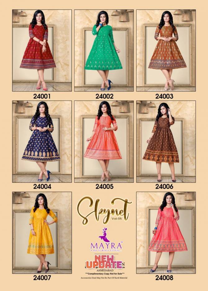 Mayra Skynet 5 Fancy Ethnic Wear Rayon Printed Anarakali Kurti Collection